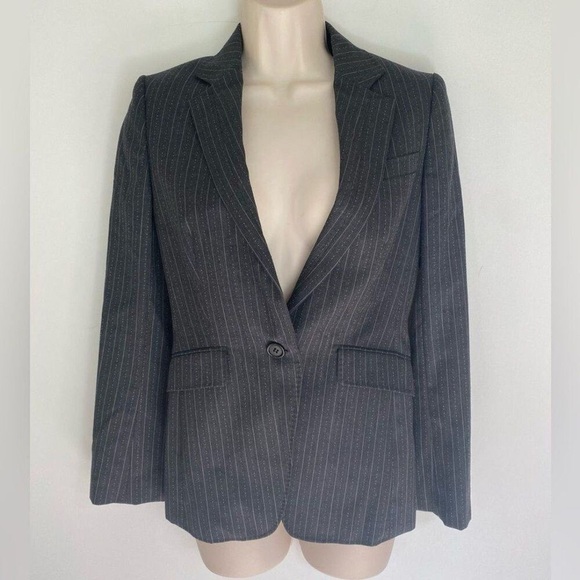 Paul Smith Black Label Gray Pinstripe Blazer Womens 4 EU 38 Single Button Tailor